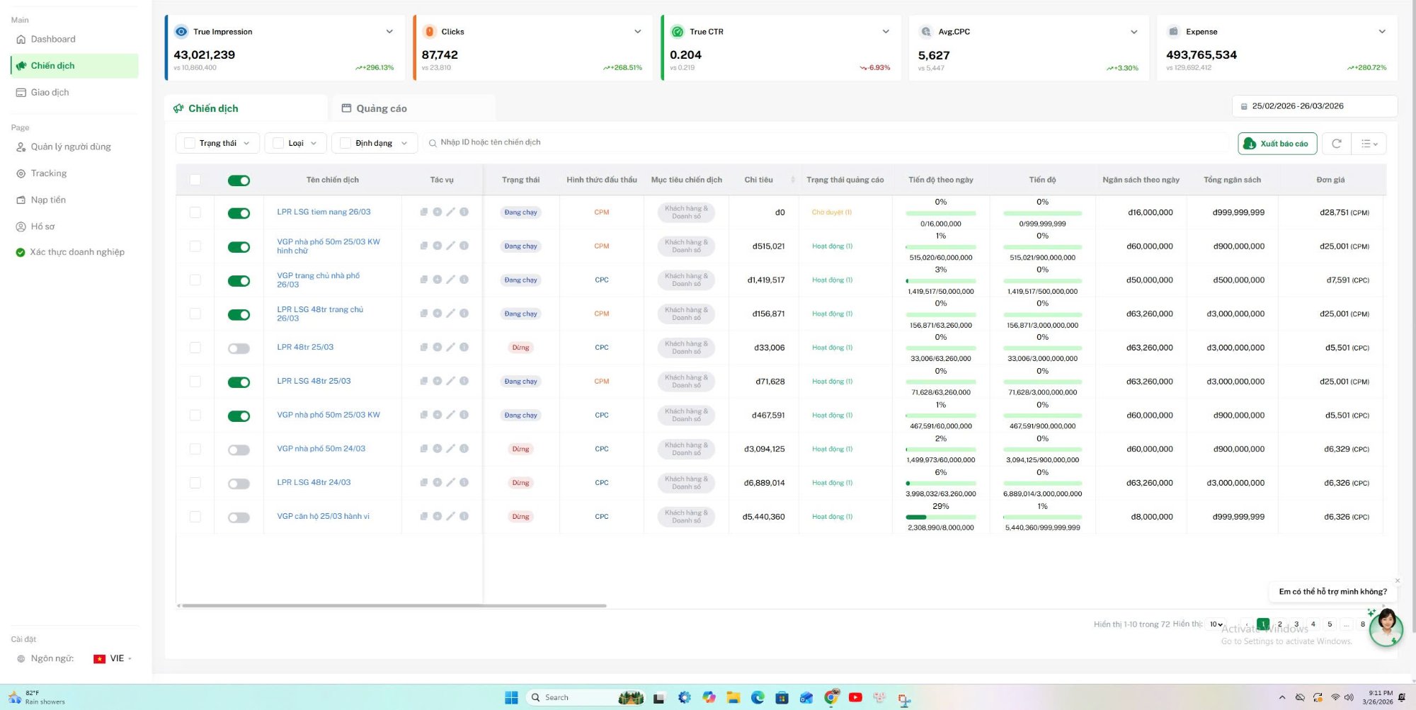 TikTok Ads BDS dashboard